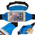 Blue Exercise Runners Waist Belt with Expandable Storage Pouch, Waterproof Touch Screen Available